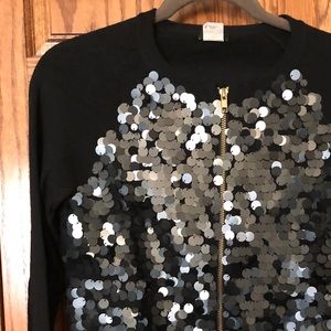 Jcrew sequin zip cardigan.